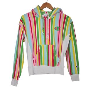 Champion X Susan Alexandra Womens Striped Reverse Weave Watermelon Hoodie XS